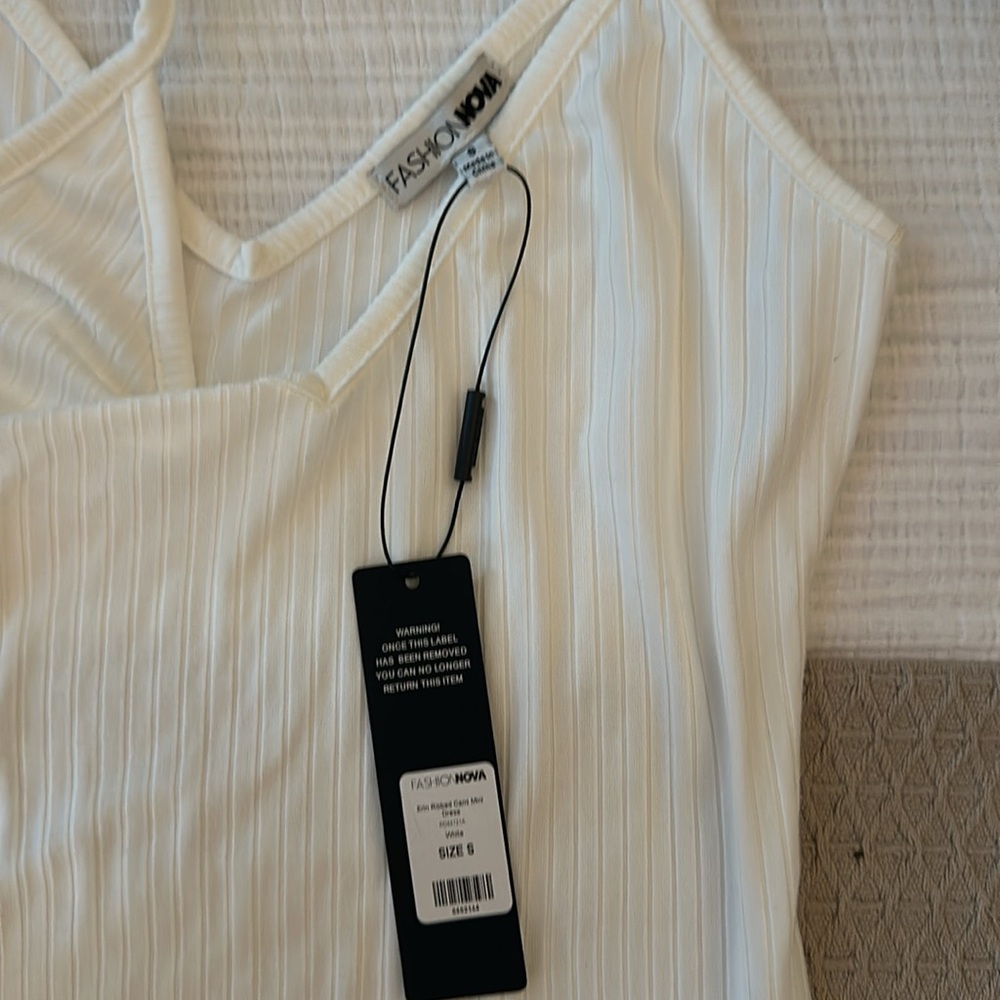 White Ribbed Bodycon Mini Dress - Picture 4 of 4